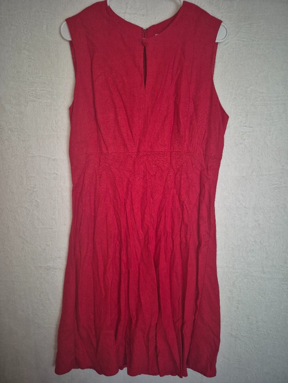 Vintage Jessica Howard Red Linen Blend Swing Dress Sz 14 90s Y2K Romantic Core